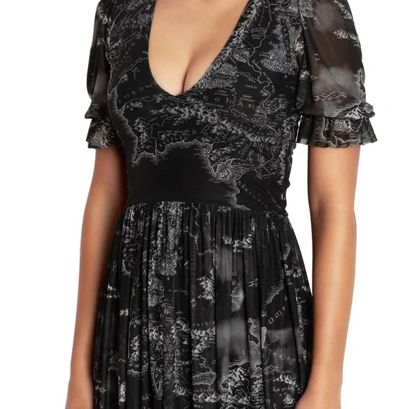 Blackmilk Middle Earth Map Dress (Lord of the Rings) Worn Once - Picture 1 of 9